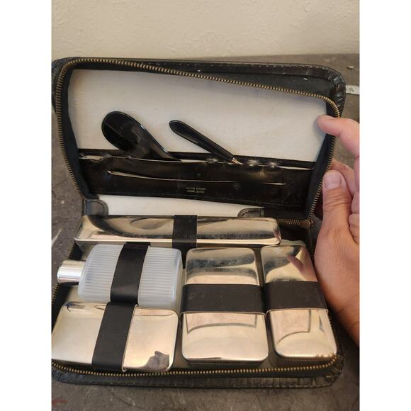 Men's Grooming Kit Western Germany Black Leather‎ Vintage - Picture 1 of 8